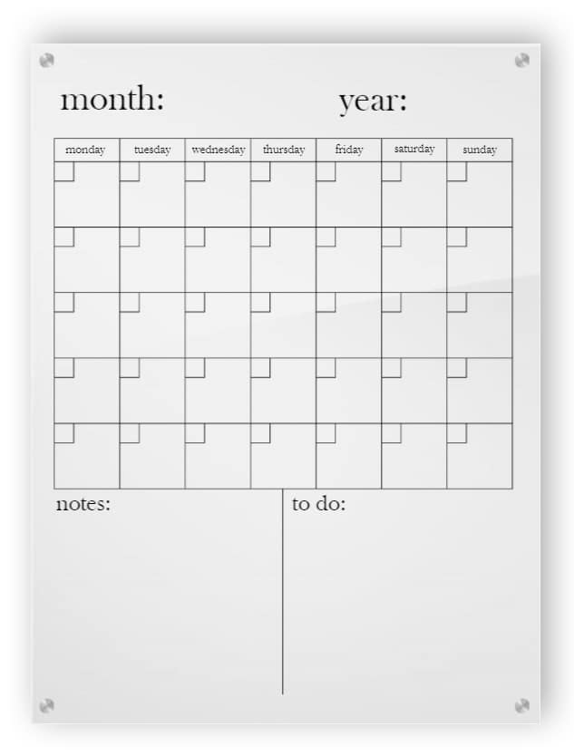 Vertical Acrylic Calendar by Marktek