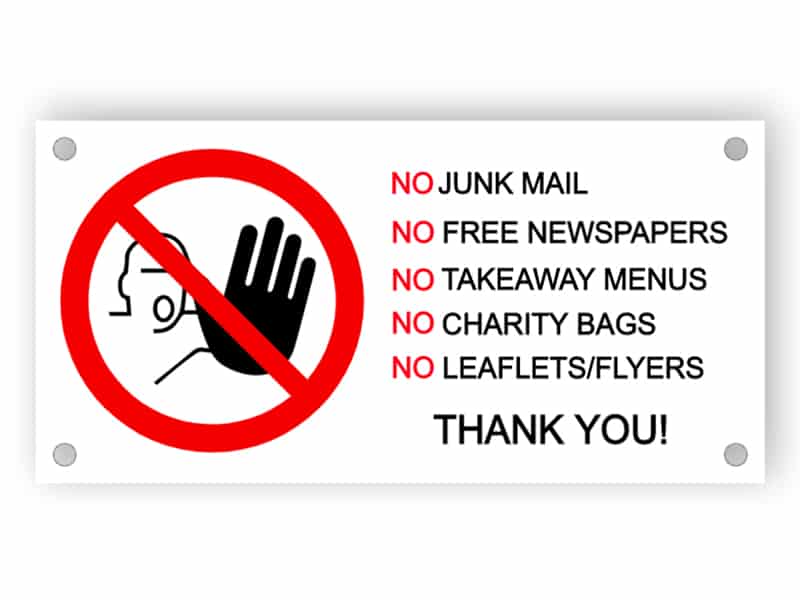 No junk mail sign 5 Easily edit and order this sign online!