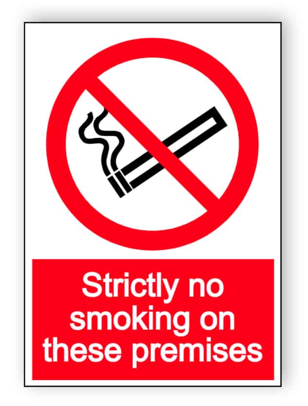 Strictly no smoking on these premises - portrait sign | Buy now!