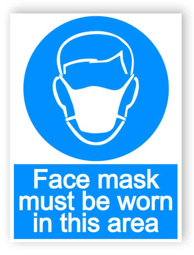 Face mask must be worn in this area - portrait sign | Buy now!