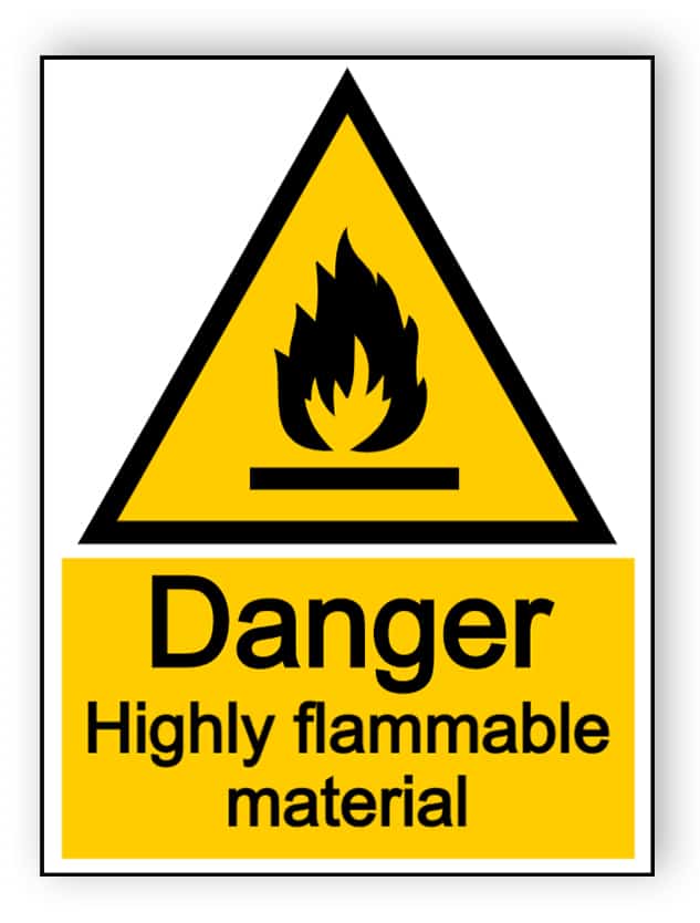 Danger highly flammable material - portrait sign | Buy now!