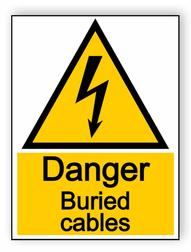 Danger buried cables - portrait sign| Edit and order online!